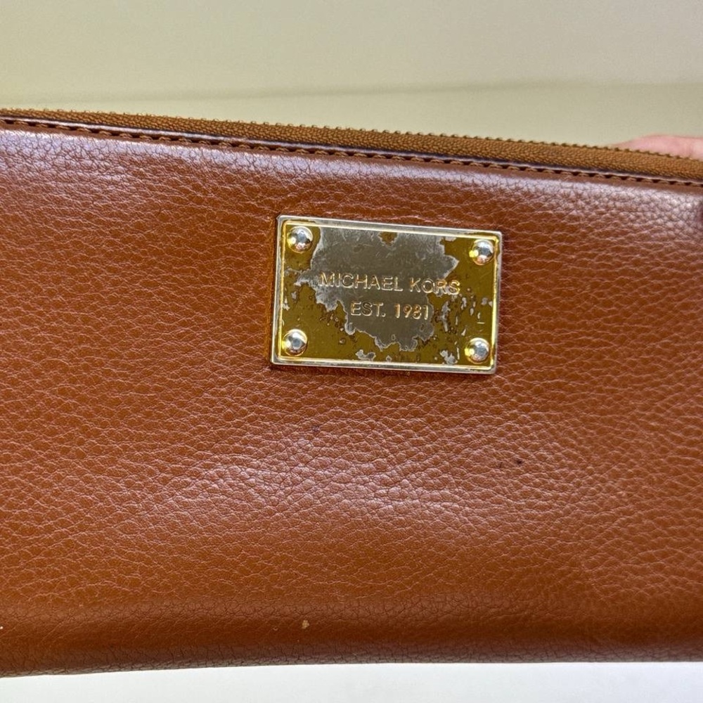 Michael Kors Jet Set Wallet, Large Light Tan Brown Zip Around Inside Pockets - Picture 3 of 11